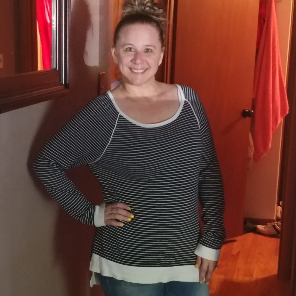 Navy and White Striped Sweater